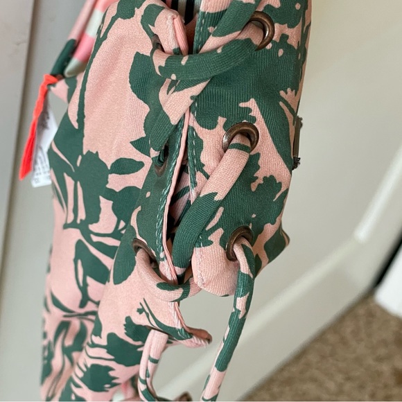 Maaji Peach and Green Floral Side Ties One Piece Swimsuit Size Medium - Picture 5 of 13